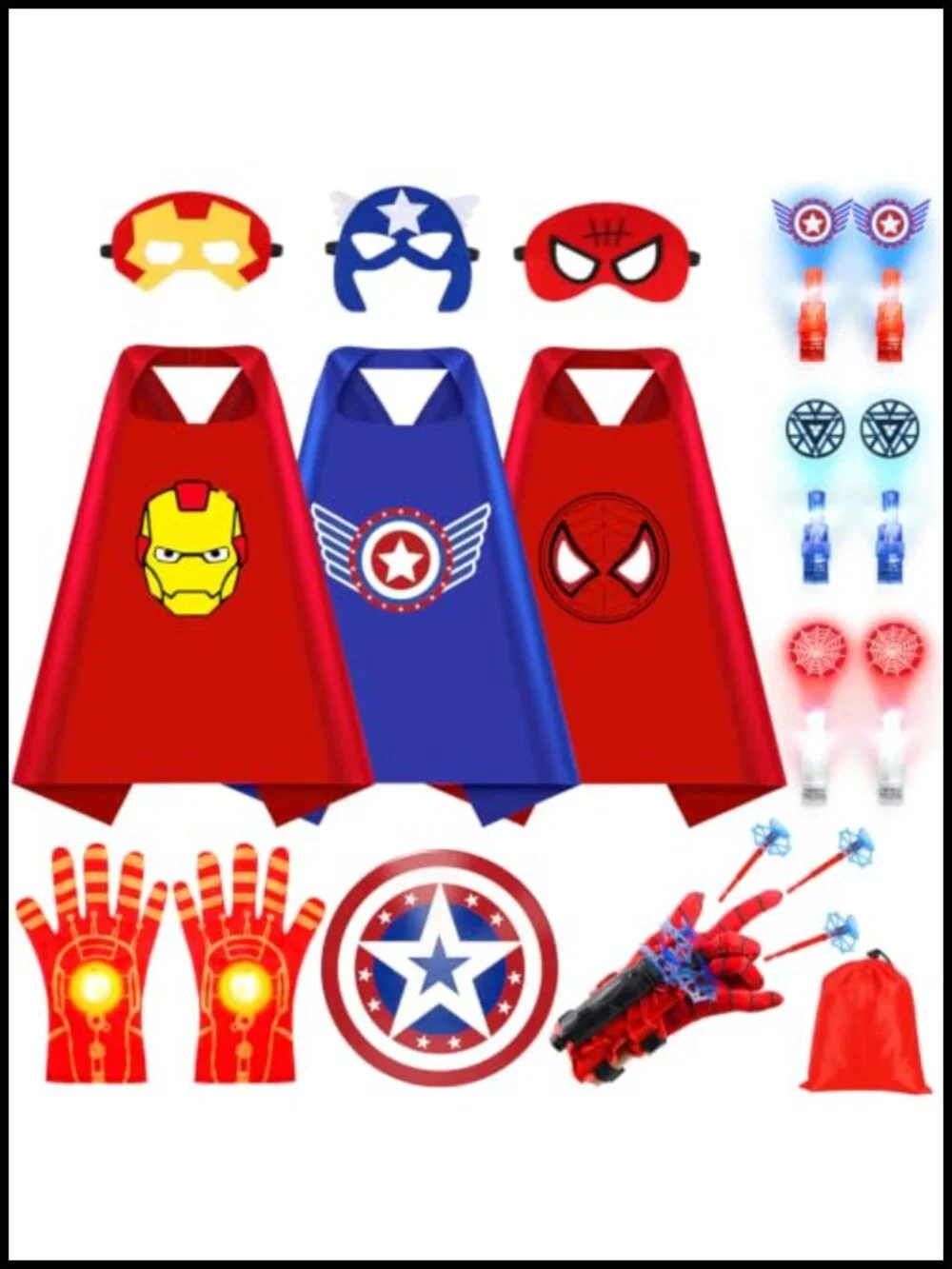 Superhero Costume Set with Capes, Masks & Accessories for Kids 3-12